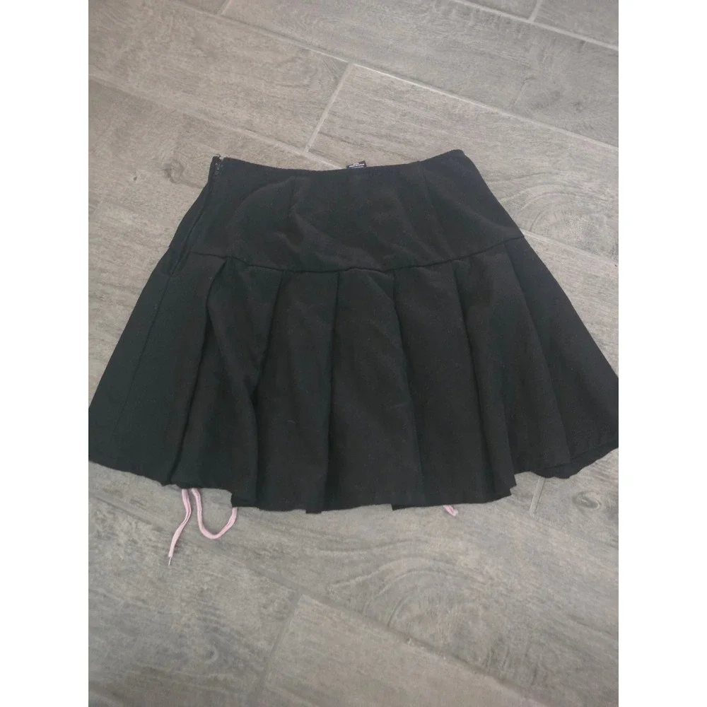 Hot Topic Black Mini Skirt Lace Up Pleated Gothic Emo Punk Womens Medium Costume